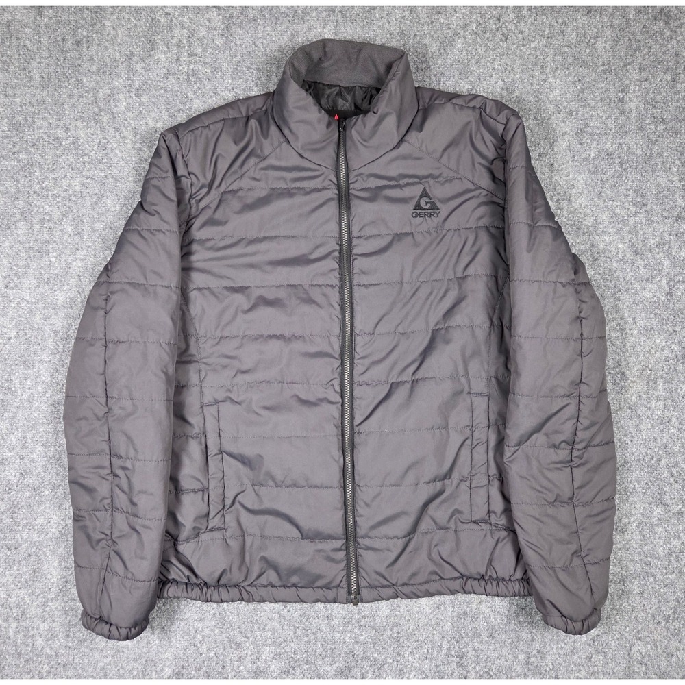Gerry Puffer Jacket Mens XL Gray Quilted Full Zip Systems Jacket 1048340